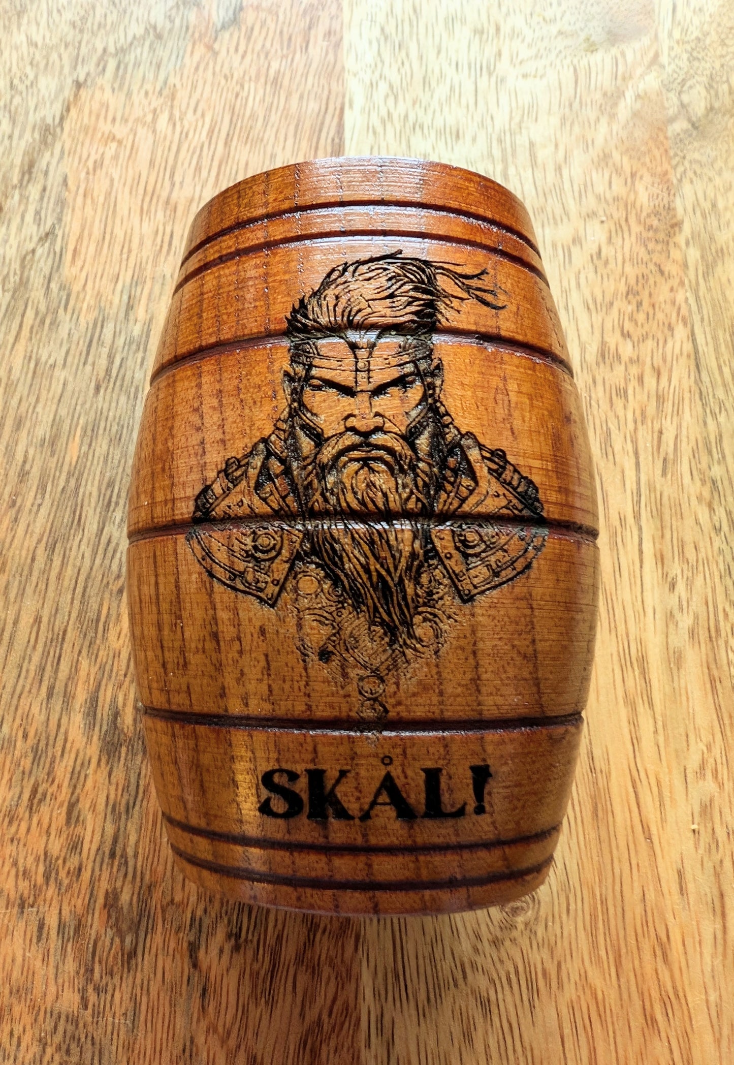 Viking Whiskey Barrel Goblet - Stylised with original artwork and laser engraved with outstanding detail.