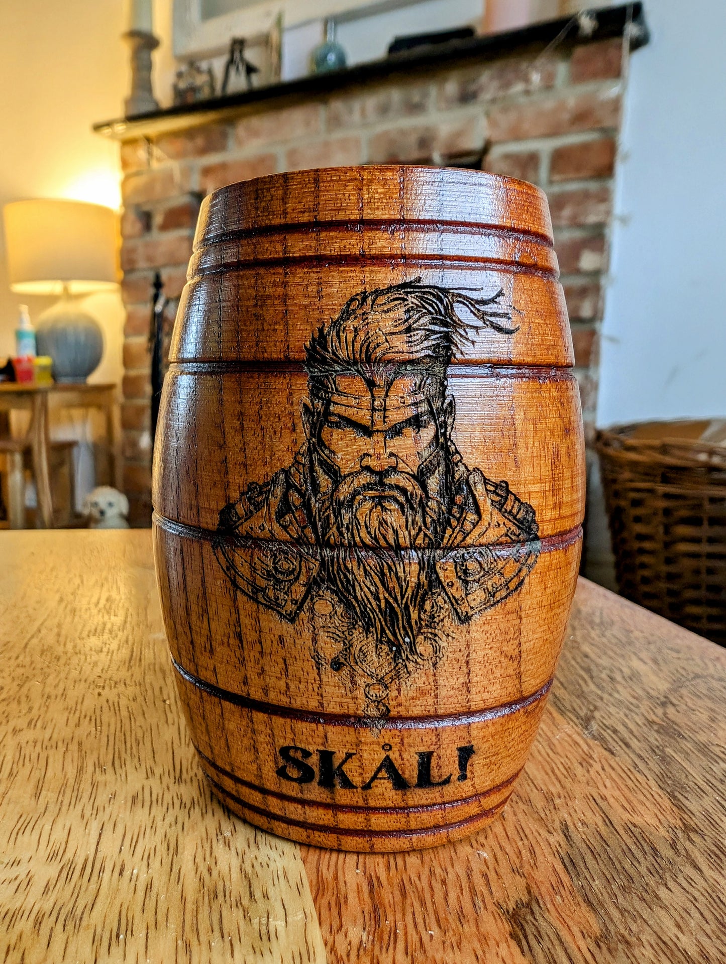 Viking Whiskey Barrel Goblet - Stylised with original artwork and laser engraved with outstanding detail.