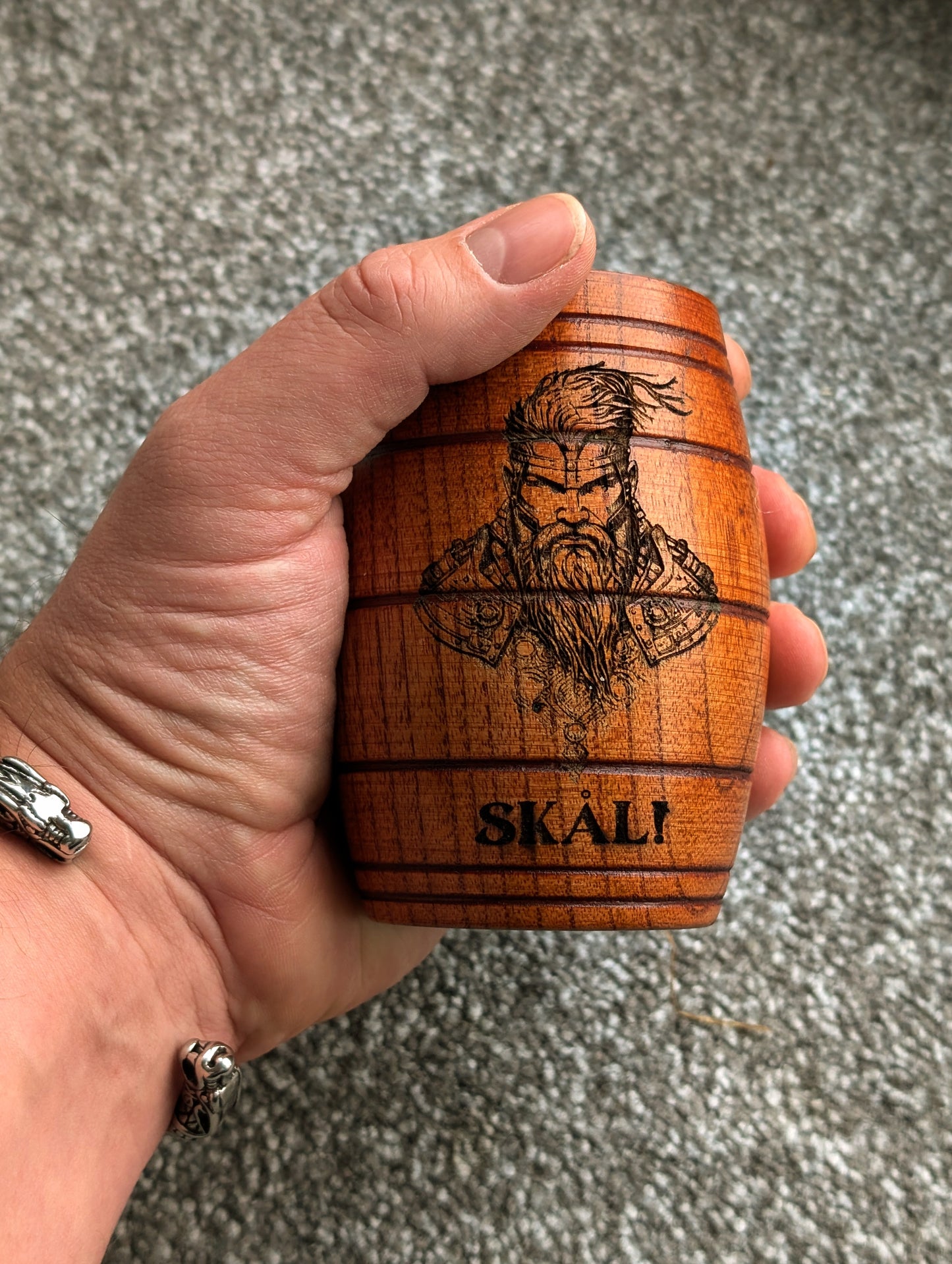 Viking Whiskey Barrel Goblet - Stylised with original artwork and laser engraved with outstanding detail.