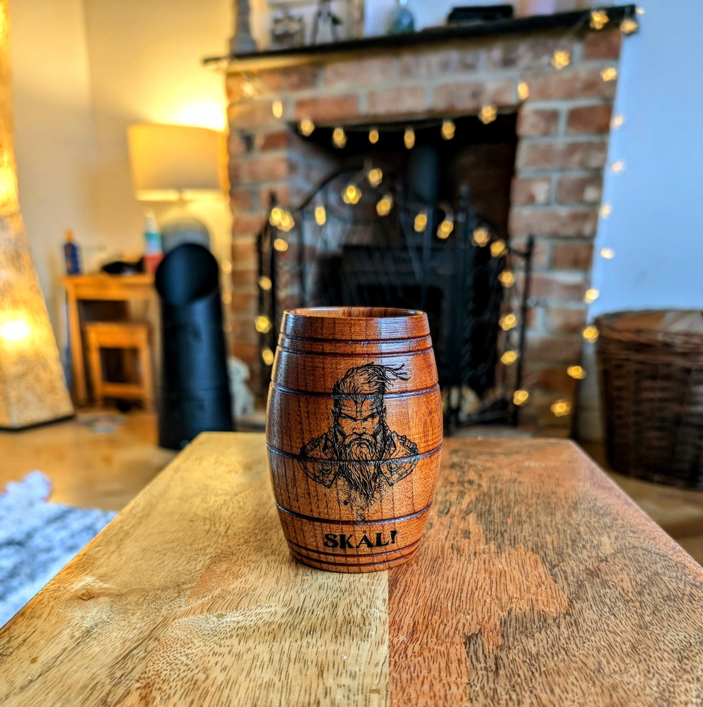 Viking Whiskey Barrel Goblet - Stylised with original artwork and laser engraved with outstanding detail.